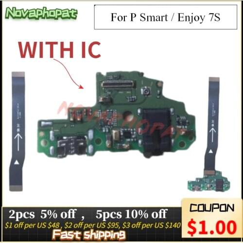Novaphopat For Huawei P Smart / Enjoy 7s Charger Port USB Charging Main Connector Connect Flex Cable Microphone MIC Board