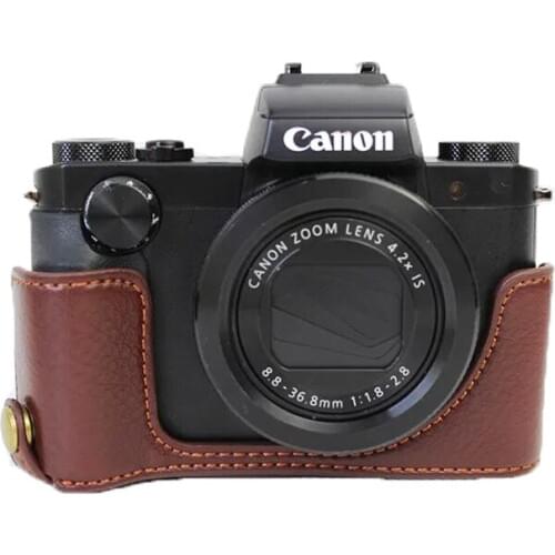 New Genuine Leather Camera Case Half Body For Canon G5X G5-X Open Battery