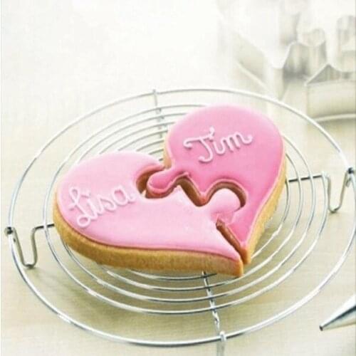 1set/2pcs New Funny Love Puzzles Romantic Stainless Steel Cake Cookies Mold Left Right Heart