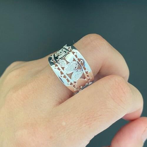 Wholesale Fashion Big Ring for Women Hollow Silver Color White Crystals Jewelry Female DropShipping