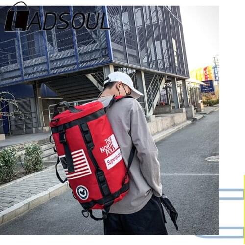 LADSOUL Tide Original Casual Backpack Male Large-capacity Canvas High School Student School Bag Korean Womens Travel Backpack