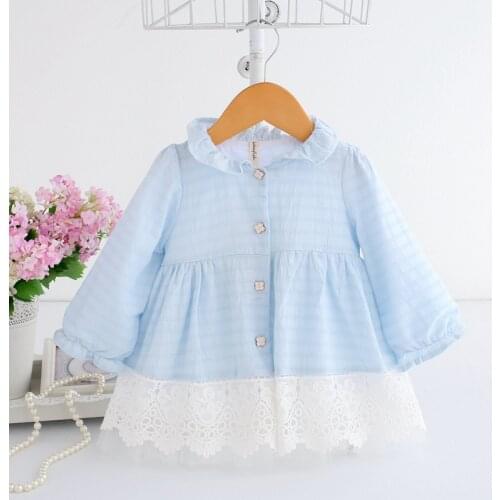 Baby girls dress peter pan collar lantern sleeve Party Princess Dress Kids Clothing Children Dress for Toddler Kids 0-2Y