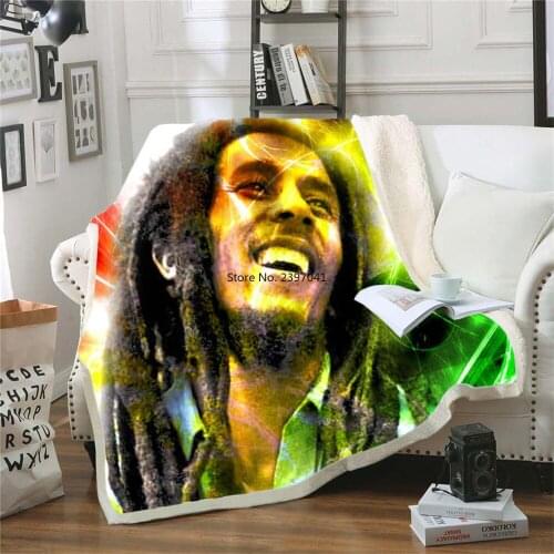 Reggae Singer Bob Marley Weed Skinny Bedspread Throw Bed Blanket Sofa Chair Rest Bed Linen Home Indoor Blanket Adult Children
