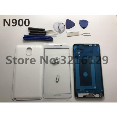 Full Housing Case Middle Frame+Rubber Seal Back Cover+Glass Lens+Replacement Parts For Samsung Galaxy NOTE 3 N900 N9000+tools