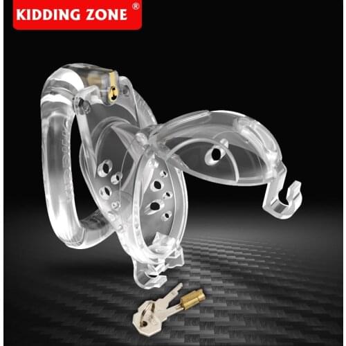 Clear Cock Cage with 2 Cap,Penis Ring Openable Ring Quick Disassemble Cap Flip Design Male Chastity Device,BDSM Sex Toys For Man