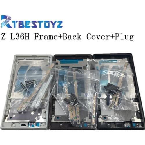 RTBESTOYZ Replacement For Sony Xperia Z L36H LT36 C6603 C6602 Front Middle Chassis Housing Frame+Back Battery Cover+Plug Cover