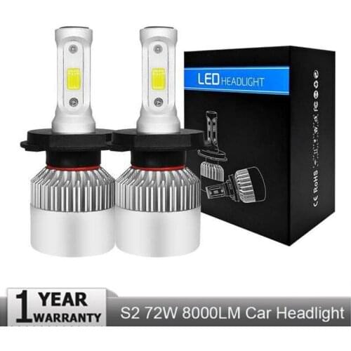 S2 Auto Car H3 H7 H8 880 9005 LED Headlights 2X36W 6500K 8000LM 12V COB Bulbs 2sides Diodes White Automobiles Replace Parts Lamp
