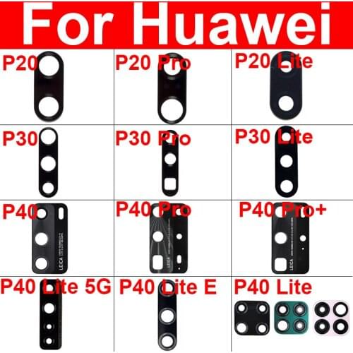 Glass Lens For Huawei P20 P30 P40 Lite Pro Plus E 5G Glass Lens Back Rear Camera Lens Glass + Sticker Repair Replacement Parts