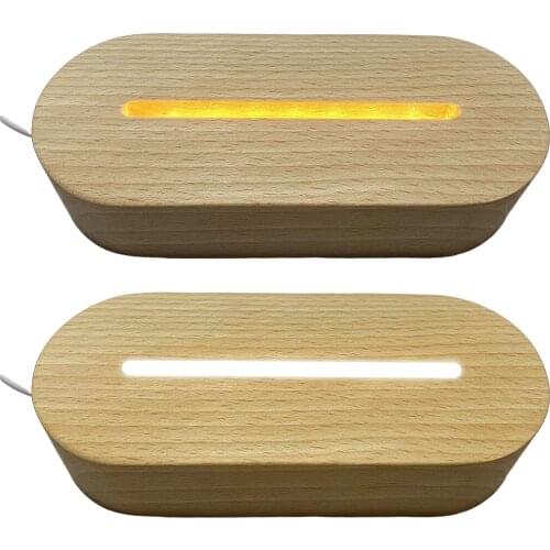 LED Night Light Wooden Round Oval Base Holder Display Stand for Crystals Glass Ball Illumination Lighting Accessories Handicraft
