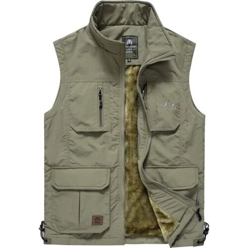 Warm Hiking Pockets Vests Velvet Sleeveless Jackets Unloading Photography Fishing Cargo Waistcoat Chaleco Tactico SizeM-5XL Vest