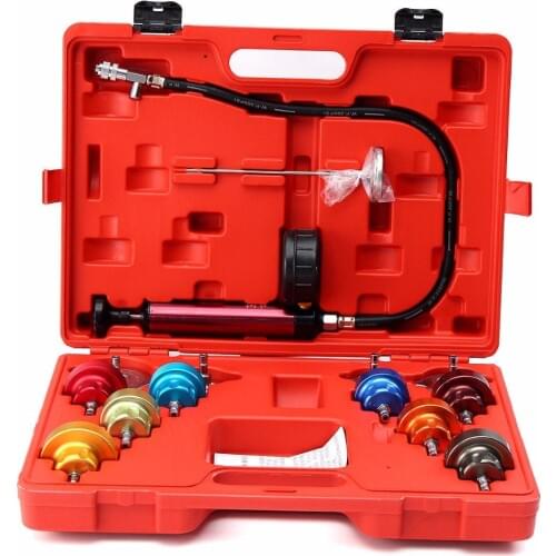 14pcs Universal Cooling System Radiator Pressure Tester Gasket Test Kit Leak Detector