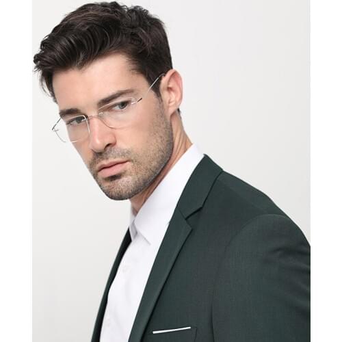 Titanium Mens Rimless Glasses Frame Women Transparent Eyeglasses Optical Myopia Business Clear Spectacle Frame Fashion #CT001