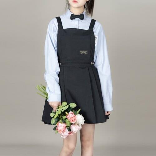 Canvas college style apron studio uniform milk tea shop nail shop custom logo waterproof kitchen flower shop aprons