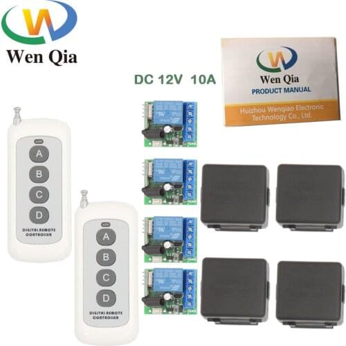 433MHz Universal Lange range Remote Control DC 12V 10Amp 1CH 4 gangs rf Relay Receiver and Transmitter for gate door opener