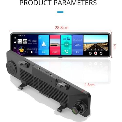 UNCOM DVR Dash Cam 12 inch rearview mirror driving recorder navigator Bluetooth voice control remote monitoring ADAS