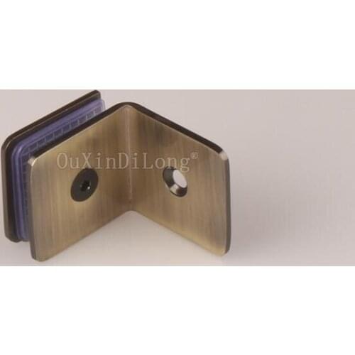 Brand New 4PCS Bronze 90 Degree Stainless Steel Square Shape Glass Clamps Wall to Glass Fixed Holder Brackets for 8-10mm Glass