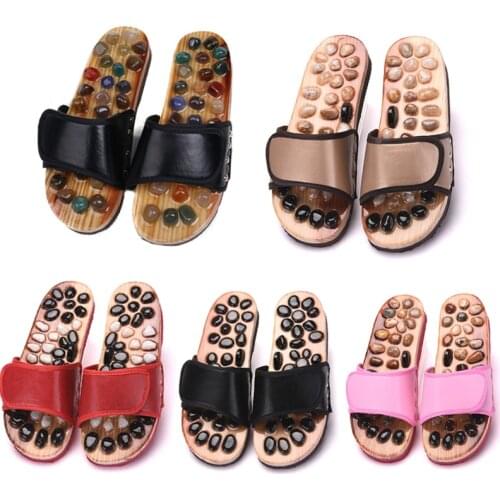 Women/Men Summer Slippers Natural Pebble Foot Massage Shoes Couple Indoor Home Slides Bathroom Non-Slip Flip Flops Health Sandal