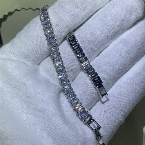 2019 new luxury square 925 sterling silver bracelet bangle for women anniversary gift jewelry wholesale