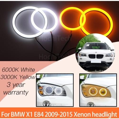 1 Set White+yellow Cotton Light Angel Eyes Halo Ring Kits for BMW X1 E84 2009 2010 2011 2012 2013 2014 2015 Xenon Headlight