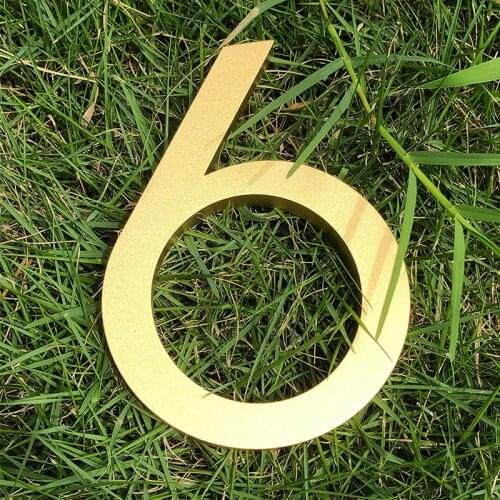 10.2cm House Number Sign #6 Huisnummer Outdoor Golden 4 inch Aluminum Modern Font Door Numbers Plate Home Address Signage #1