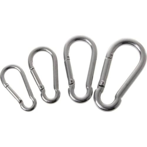10pcs 304 Stainless Steel Spring Snap Hook Carabiner Chain Buckle Heavy Duty Clips for Camping Fishing Hiking