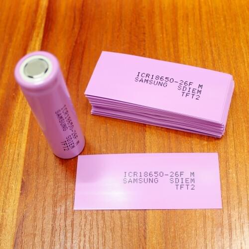 100pcs/lot Lithium Battery 18650 Enclosure Icr18650-26fm Cover Skin Pvc Heat Shrink Film 2600mah Power Capacity Label