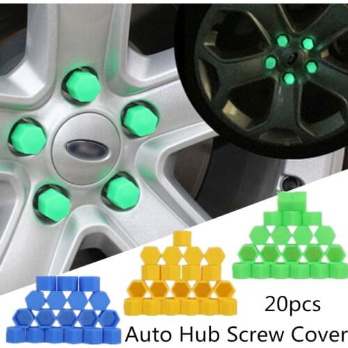 20 Pcs Car Wheel Hub Screw Cover Luminous Nut Caps Bolt Rims Siliconel Glow Rubber Cap For Car Auto Wheel External Accessories