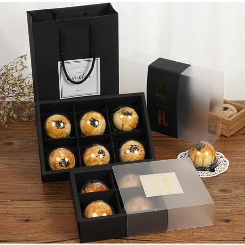 2021 New Black/Red Macaron Packaging Gift Box Transparent Plastic Cookie Chocolate Candy Boxes Gift Bags Dessert Containers Case
