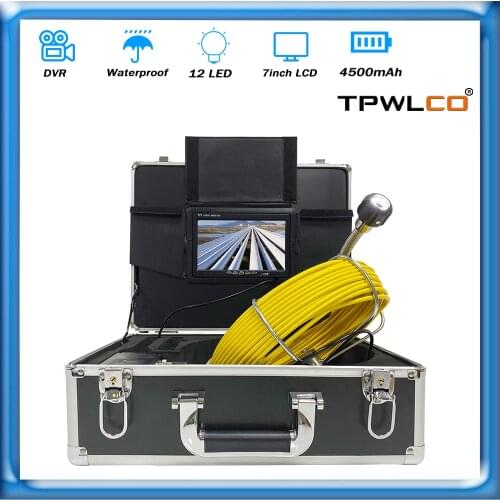23mm Professional Pipe Endoscope Camera 20/30/40/50M Hard Cable 7"LCD Monitor Sewer Drain Inspection System