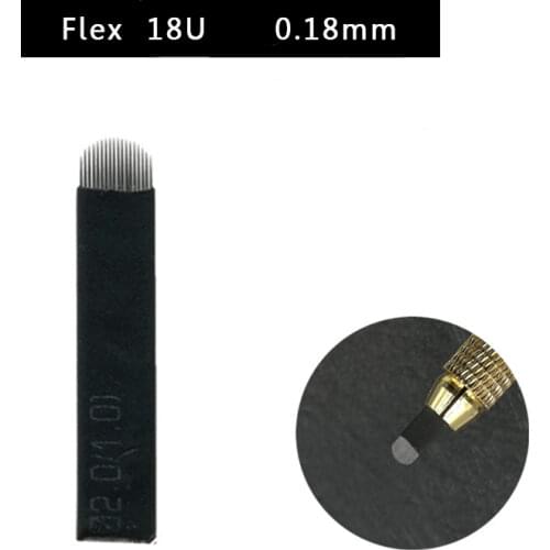 50pcs Black Lamina Microblading Needles 0.18mm U Shape 18 pins Blades Tattoo Needles For Permanent Microblading Embroidery Pen