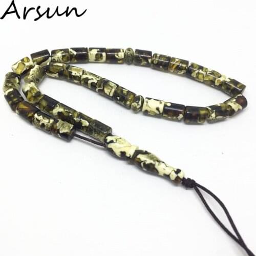 6mm*8mm Resin 33Beads Yellow Color Muslim Prayer Beads Islamic Tasbih Allah Prayer Rosary Tesbih Islam Misbaha