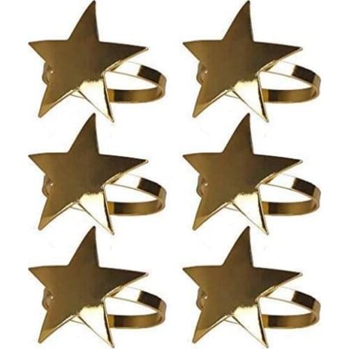 6 Pcs Five-Pointed Star Napkin Ring, Christmas Napkin Ring Suitable for Holiday Parties, Dinners, Wedding Receptions,Etc