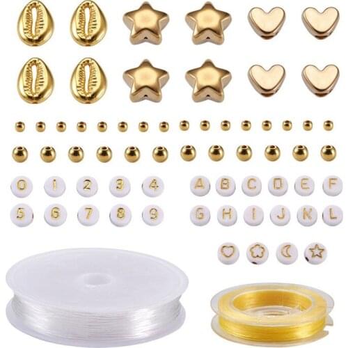 1 Set Acrylic Beads Letter Alphabet CCB Plastic Bead Heart Star 0.8mm Elastic Crystal Thread Stretch for Bracelet Jewelry Making