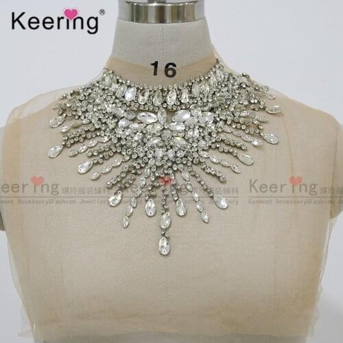 Bling Bling bodice applique jewelry collar patch For Wedding Dress WDP-128