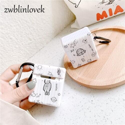 For airpods1 2 White Spaceman Luggage case 3d cute cartoon headphone case for AirPods pro3 soft headphone silcone protect cover