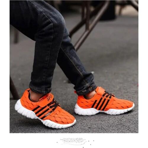 Childrens Summer Casual Shoe Boys Mesh Woven Hollow Sports Casual Shoes Cushioning Anti Skid Childrens Running Shoes 26-39