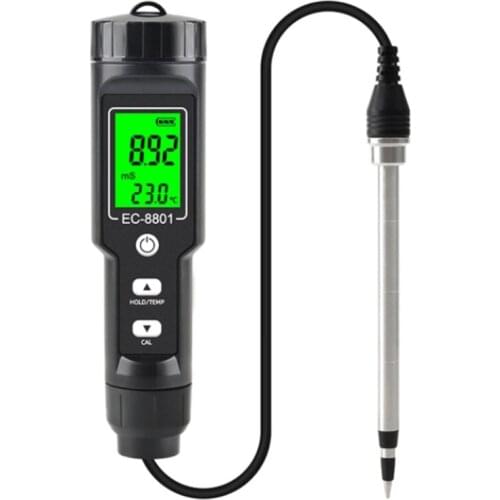 EC/Temperature Soil Tester Meter Measurement Backlit Display Removable Electrode Waterproof Test Planting,EC-8801BB