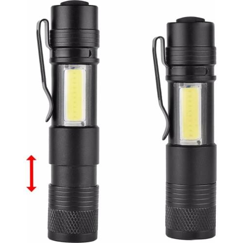 Pen Lights Portable Mini Super Bright XPE+COB LED Flashlight Rechargeable Zoomable Torch 4 Modes Work Hunting Lamp