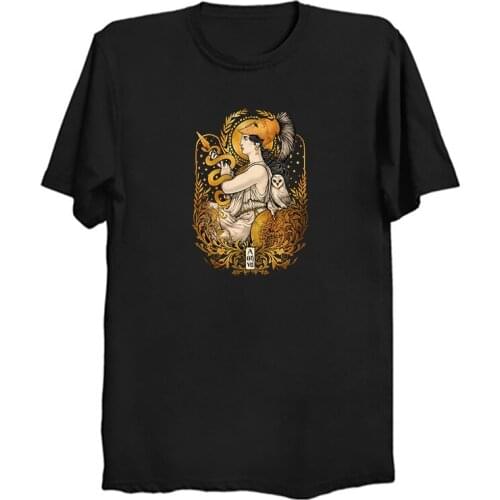 Greek Goddess Pallas Athena T Shirts Art Nouveau Shirt Mythology Owl T Shirt Greek Mythology Classic TShirt Medusa T Shirt