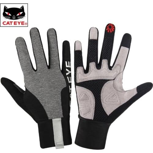 CATEYE Classic Reflective Long Finger Cycling Gloves Bicycle MTB Touch Screen Sport Gloves Breathable Anti Slip Bike Gloves