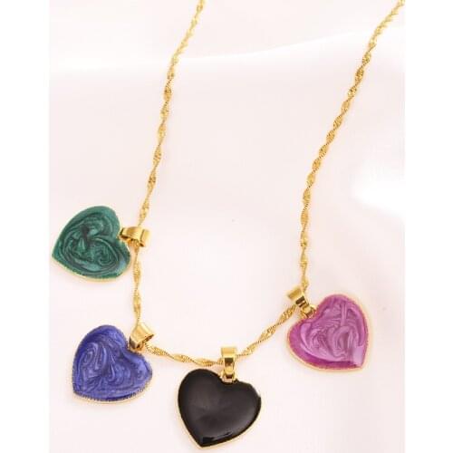 Bangrui New Fashion Romantic Heart Necklace Earrings Multicolor Long Chain Choker Charm Party Gift Jewelry Sets For Women