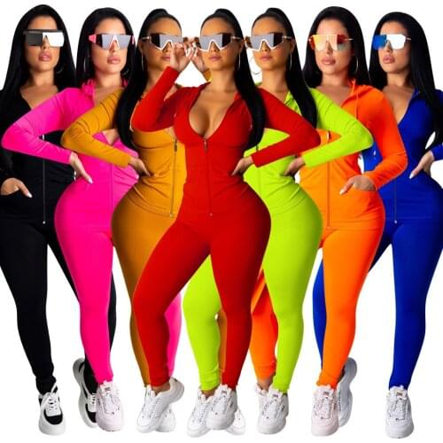 Two-piece Set Women Jogger Sport Gym Set Hoodie and Body Pants Sexy Outfits Biker Set Matching Sets for Women