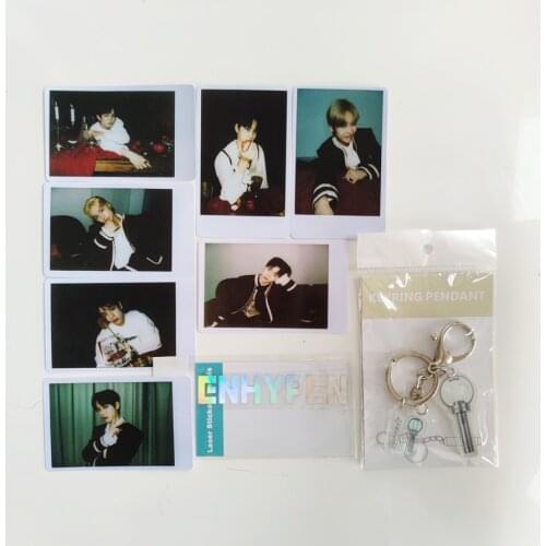 KPOP ENHYPEN JUNGWON HEESEUNG JAY JAKE SUNGHOON SUNOO NI-KI Photo Cards Pictures Key Ring Lanyard Phone Laser Sticker 10pcs Set