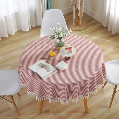 Striped Table Cloth Round Tablecloth Nappe Table Cover Party Wedding Table Cloth for Home Table Decoration Mantel Home Textile