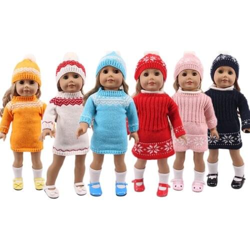 Doll Clothes Hooded Sweater Dress For 18 Inch American & 43Cm Baby New Born Doll Gifts For Christmas