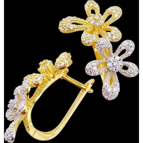 Lanyika Fashion Jewelry Gorgeous Jasmine Ear Loops Micro Plated Romantic Wedding Banquet Party Earrings Bridal Daily Best Gift