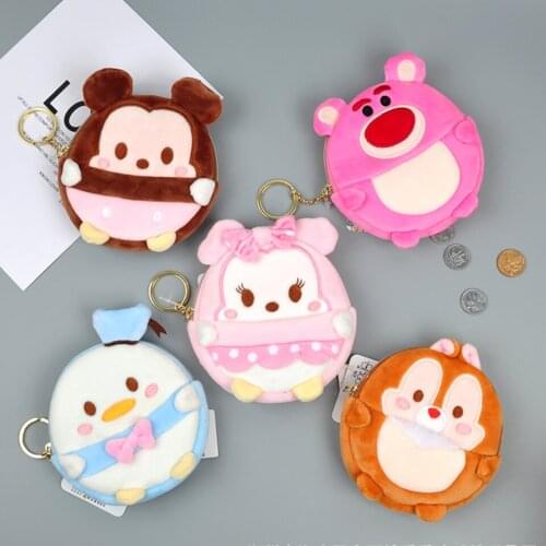 Cute Plush Mickey Mouse Keychain Students Coin Bag Ladies Small Wallet Childrens Backpack Pendant Girls Handbag Keyring Gifts