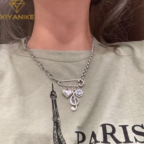 XIYANIKE INS Fashion 925 Sterling Silver Necklace for Women Vintage Handmade LOVE Heart Clavicle Chain Birthday Fashion Jewelry