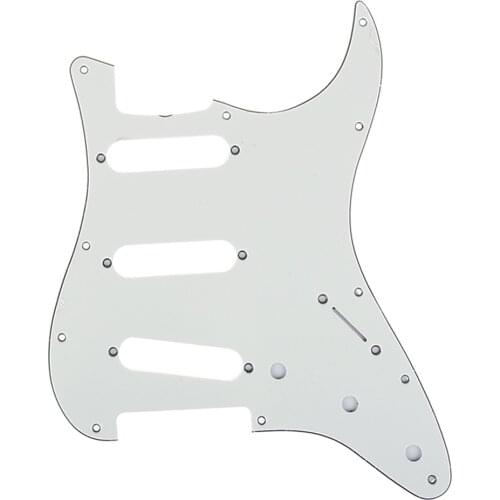 Musiclily Pro 11-Hole 60s 64 Vintage Style Strat SSS Pickguard for American Stratocaster Guitar, 3Ply Parchment