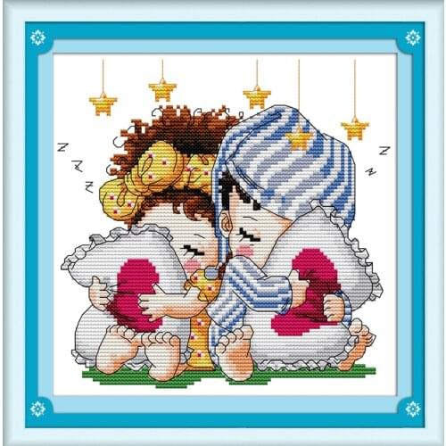 Sweet dream cross stitch kit cartoon 14ct 11ct count print canvas stitches embroidery DIY handmade needlework plus